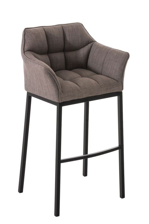Tabouret de bar Damaso en Tissu avec 4 pieds , Gris/Noir
