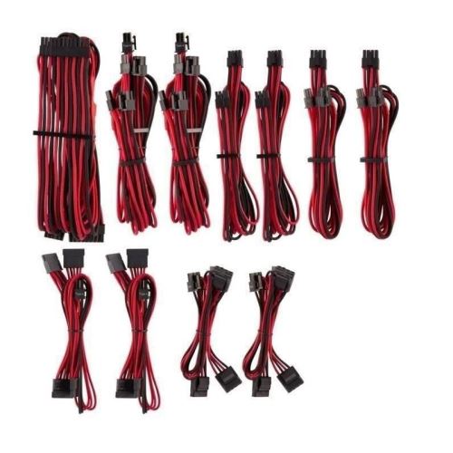 Chargeur et câble d'alimentation PC Corsair Premium individually sleeved  pro kit (Type 4, Generation 4) - Câblage d'alimentation - noir, rouge