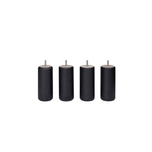 Sedac Jeu De 4 Pieds Pour Sommier En Bois Hetre Massif - Laque Noir Scintillant - H 15 Cm