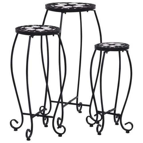 Vidaxl Noir Tables Mosaïque 3 Pcs Et Blanc Céramique 46703 - Image 1