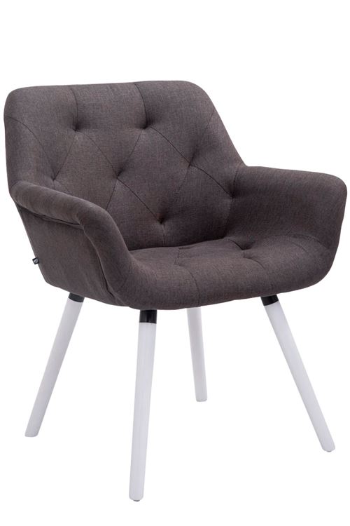 Chaise de Salle à manger Cassidy revêtement en Tissu - Chaise Chic de coiffeuse avec accoudoirs - Pieds Bois de Chêne Blanc - Couleur Gris foncé