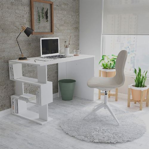 HOMEMANIA Bureau Patara - Blanc - 120 x 60 x 75 cm