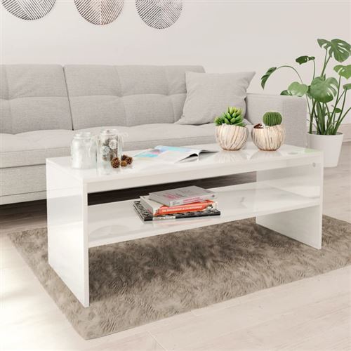 vidaXL Table basse Blanc brillant 100 x 40 x 40 cm Aggloméré
