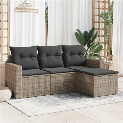 Non Communiqué Gris Salon De Jardin Modulable Vidaxl Resine Tressee 4 Personnes 65.5 X 62 X 69 Cm 4 Pieces