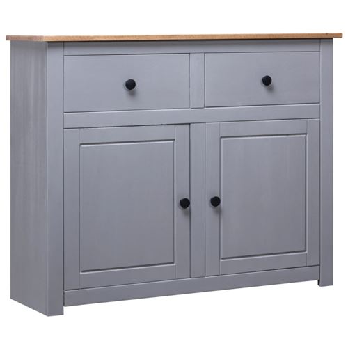 Non Communiqué Gris Et Couleur Bois Naturelle Buffet Gris 93X40x80 Cm Pin Solide Assortiment Panama