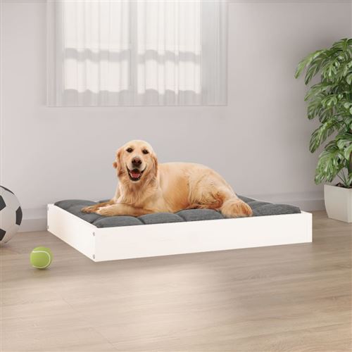 Comparer les prix de vidaXL Lit pour chien Blanc 71,5x54x9 cm Bois de pin solide