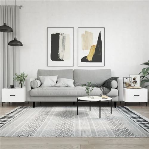 vidaXL - Table basse - Ensemble de 2 - Blanc - 50x50x40 cm - Image 3