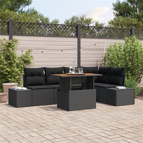 Non Communiqué Noir Ensemble De Canapés De Jardin 6 Pièces Avec Coussins Rotin Poly