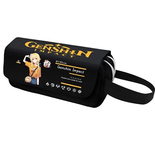 Trousse à crayon Genshin Impact pour Garçon et Filles (PC5514) 20x10x5 cm Noir