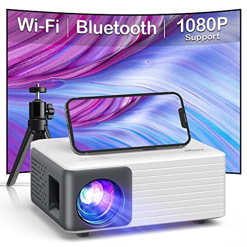  Vid&eacute;oprojecteur WiFi Bluetooth AKIYO Mini Projecteur Portable avec Tr&eacute;pied 720P Natif Support&eacute;e 1080P Projecteur Video Home Cin&eacute;ma 