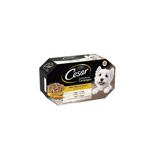 Comparer les prix de Cesar Barquettes Mini Filets En Sauce - 4 Varietes - Pour Chien Adulte - 4 X 150 G X6
