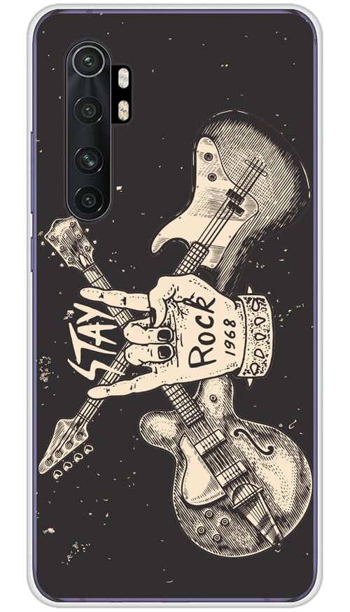 Coque en silicone imprimée compatible Xiaomi Mi Note 10 Lite Stay rock