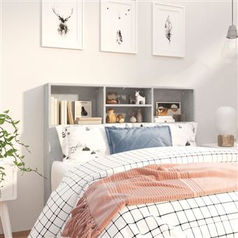 Armoire de tête de lit Gris béton 120x19x103,5 cm - 1