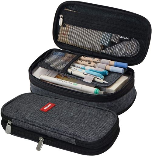 Non Communiqué Filles Gris 2Pcs Trousse Scolaire Extensible Trousse À Crayons De Grande Capacité Sac À Crayons École Papeterie Organisateur Trousse À Maquillage Pour Garçons Étudiants