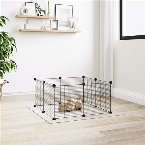 Meilleurs prix pour 171624 vidaXL Cage animaux de compagnie à 8 panneaux Noir 35x35 cm Acier