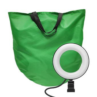 Fond vert et Ring Light 3 niveaux de luminosité Fixation ruban scratch Bigben