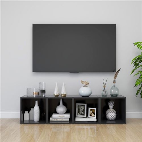 vidaXL Meubles TV 4 pcs Gris 37x35x37 cm Aggloméré