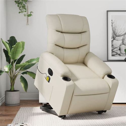 Non Communiqué Beige Vidaxl Fauteuil De Relaxation, Massage, Inclinable Électrique Similicuir Crème