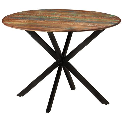 Non Communiqué Bois Table À Dîner Ø110x78 Cm De Récupération Massif Et Acier