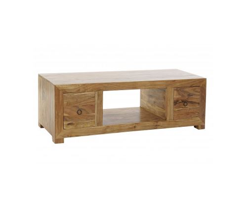 Meuble de Télévision en Acacia 2 Tiroirs - 120x40x40cm