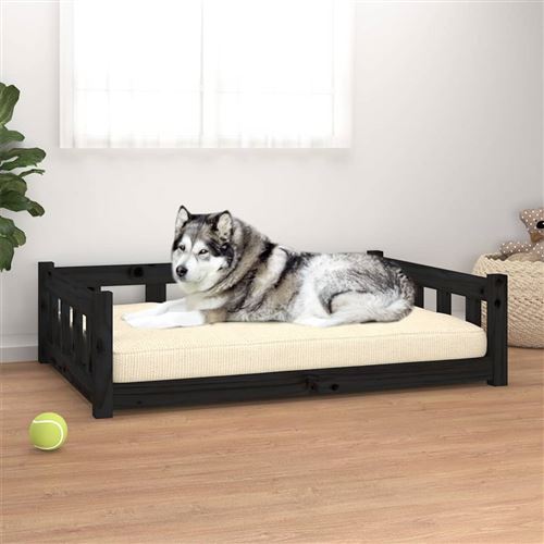 Comparer les prix de vidaXL Lit pour chien noir 105,5x75,5x28 cm bois de pin solide