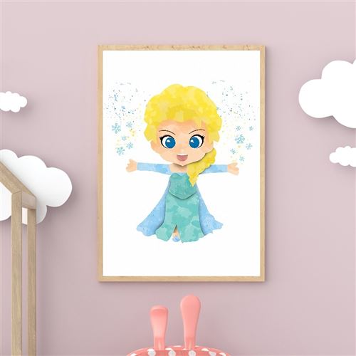 Toile Princesse Elsa - 30x40cm - Affiche Poster Chambre Bébé Fille