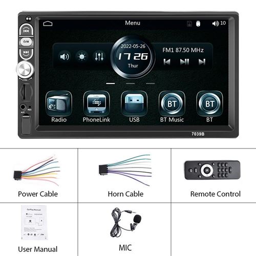Autoradio 7 Pouces Bluetooth CarPlay Android Auto Caméra Recul FM USB HD YONIS