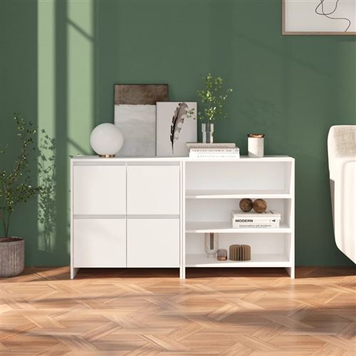 Non Communiqué Blanc Vidaxl Buffets 2 Pcs Bois D'ingénierie