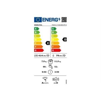 Whirlpool FWDD1171582WBCVFR N - Machine à laver séchante - largeur : 59.5 cm - profondeur : 60.5 cm - hauteur : 85 cm - chargement frontal - 71 litres - 11 kg - 1600 tours/min - blanc