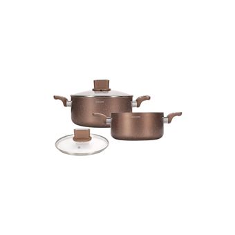Set de marmites - ARTHUR MARTIN - AM9820 - 20-24 cm avec couvercle en verre - Aluminium - Tous feux dont induction - 1