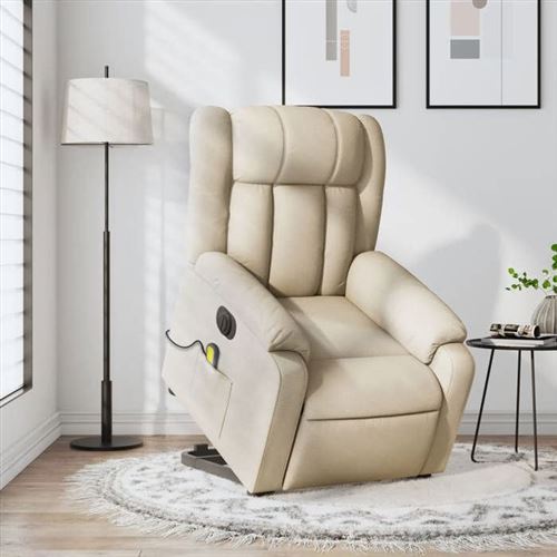 Non Communiqué Beige Vidaxl Fauteuil De Relaxation, Massage, Inclinable Électrique Réglable Tissu Crème