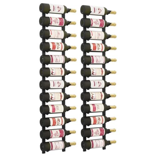 vidaXL 2 pcs Casiers à bouteilles mural pour 12 bouteilles Noir Fer