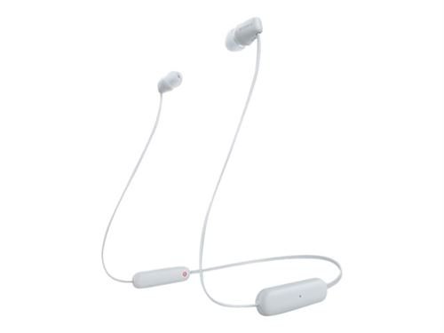 Sony WI-C100 - Écouteurs avec micro - intra-auriculaire - tour de cou - Bluetooth - sans fil - blanc