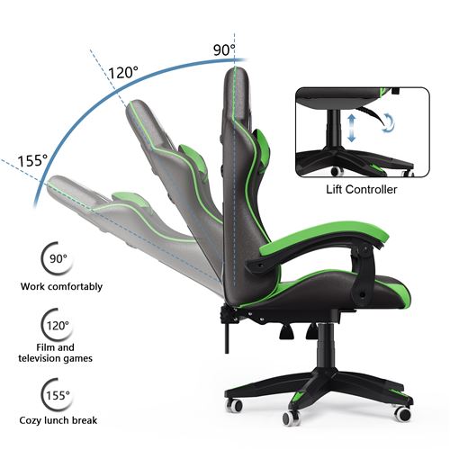 Chaise gaming BIGZZIA- Chaise Gamer Réglable Pivotant- Fauteuil