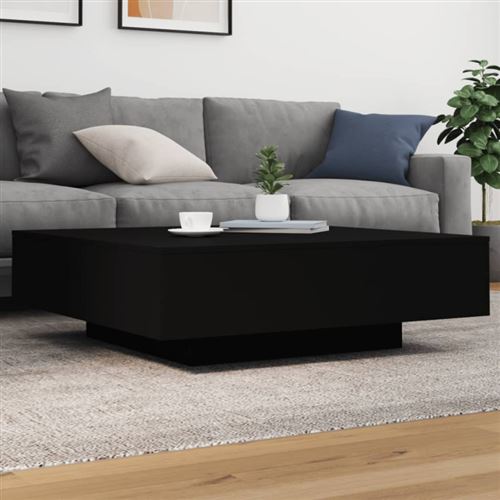vidaXL Table basse avec lumières LED noir 100x100x31 cm