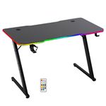 Amstrad DESK120Z-LED-AURORA Bureau informatique gamer avec retroéclairage RGB - Largeur 1m20 - Finition carbone - Télécommande
