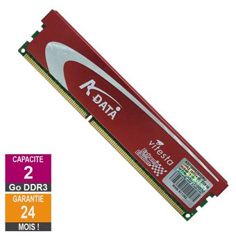 Barrette Mémoire 2Go RAM DDR3 Adata AD31600E002GMU DIMM PC3-12800U - 1
