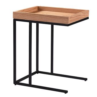 Table d'Appoint Effet Chêne et Métal Noir - RENO - ALTOBUY - 1