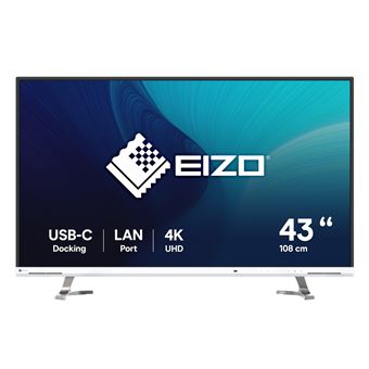 EIZO FlexScan EV4340X-WT - Écran LED - 42.5" - 3840 x 2160 4K @ 61 Hz - IPS - 350 cd/m² - 1000:1 - 5 ms - 2xHDMI, DisplayPort, USB-C - haut-parleurs - blanc - 1