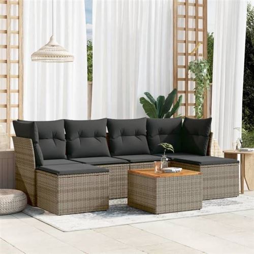 Non Communiqué Gris Salon De Jardin Modulable Vidaxl 7 Pieces 6 Personnes 62 X 62 X 69 Cm Resine Tressee