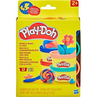 Pack De 12 Pots Play-Doh De 28 G – Coffret L'Imagination En Fête – Couleurs Vert, Rouge, Rose Et Bleu Foncé – Idéal Pour Surprises Et Récompenses