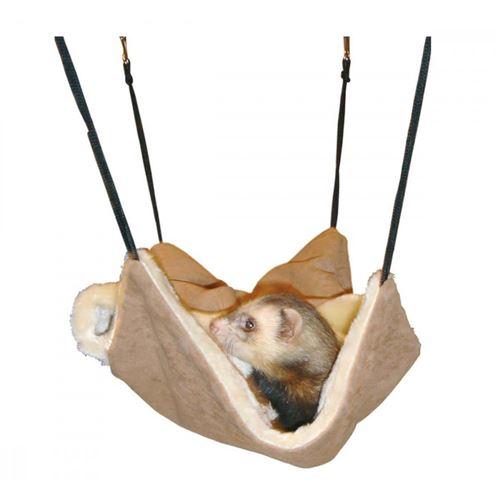 Hamac avec cachette, Brun en daim. 30 x 26 cm. Pour Furet . - Flamingo Pet Products - FL-208205