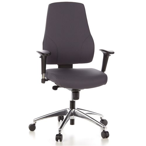 Siège de bureau / Siège pivotant PRO-TEC 200, tissu anthracite, aluminium poli hjh OFFICE