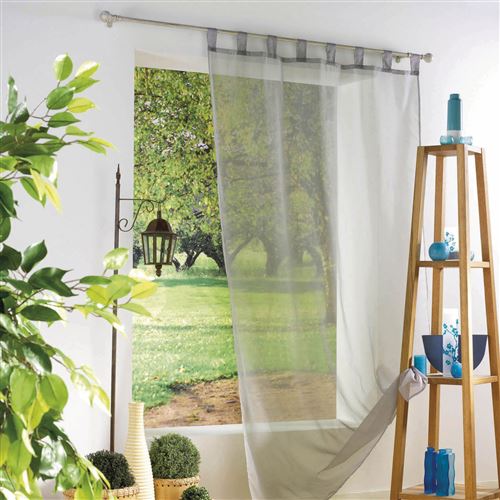 Panneau a passants 140 x 240 cm voile uni voiline Gris