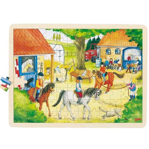 Puzzle En Bois 96 Pièces Les Chevaux L'écurie
