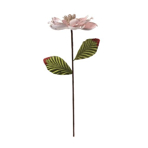 tige magnolia velours rose cur pailleté