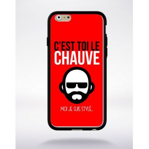 Coque c est toi le chauve moi je suis styl 6 compatible apple iphone 6 bord noir silicone