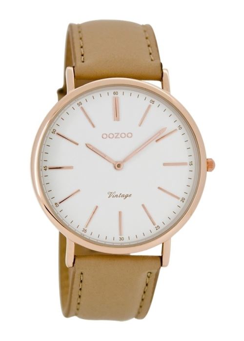 OOZOO Vintage montre Zand/Blanc C7330 (40 mm)