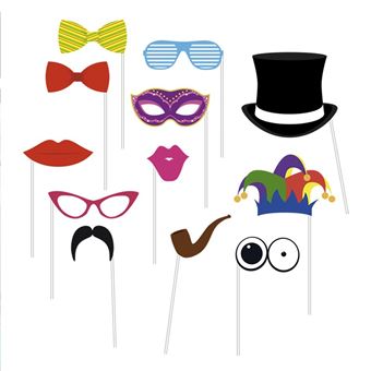 kit photobooth funny party 12 pièces - sud trading cd5079 - 1