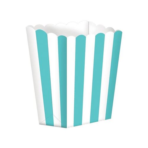 5 boîtes à bonbons rayures turquoises